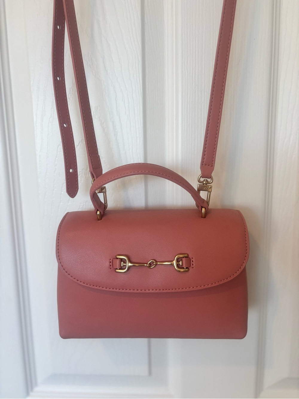 Sam Edelman Rose Leather Top-Handle Crossbody with Gold Hardware - Picture 3 of 15